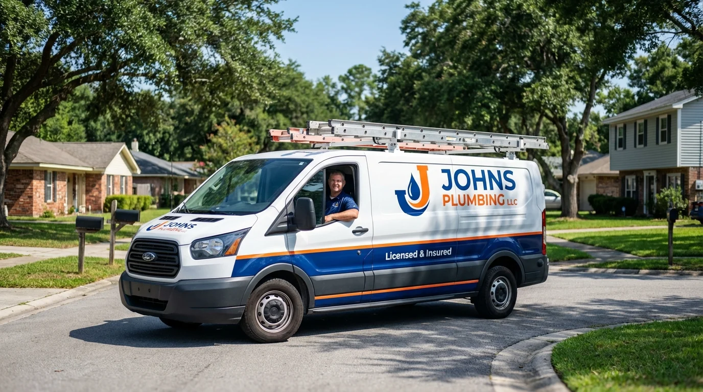 Johns Plumbing LLC service van in Tyngsboro, MA