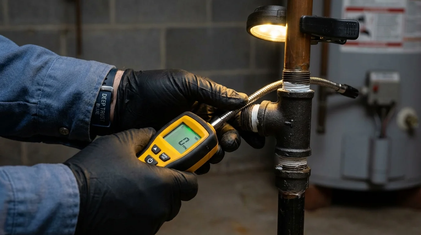 Gas leak detection with electronic sniffer by Johns Plumbing LLC in Tyngsboro
